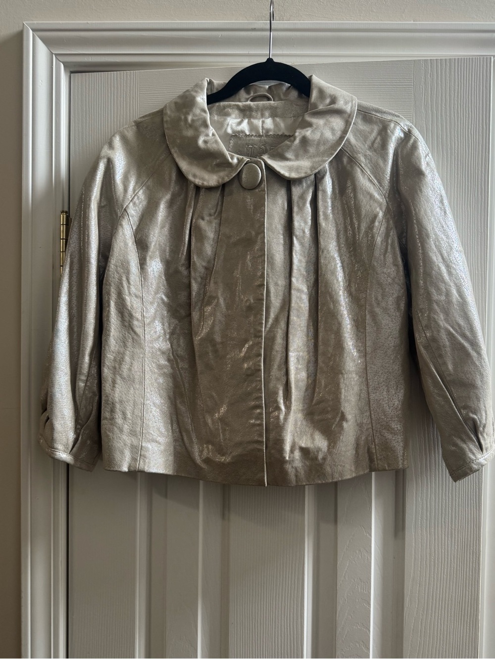 VTG. LAL Live a Little Light Gold metallic leather jacket